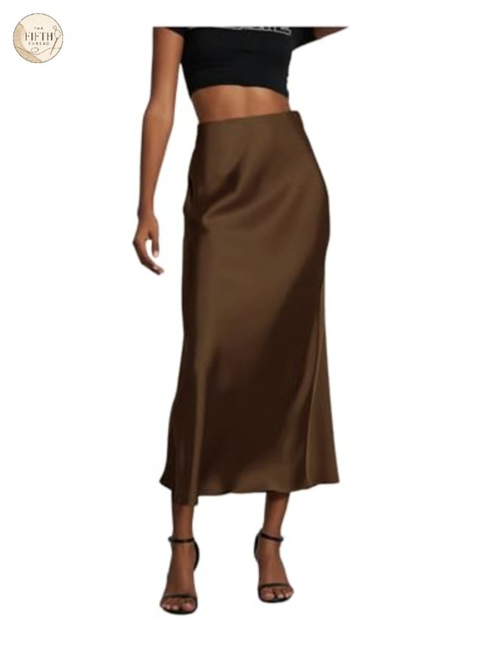 Women's Satin Fishtail Midi Skirt Elegant Work Office Elastic Waist